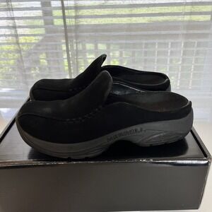 Merrell Women's Size 7 Primo Seam Mules Black Nubuck Leather Slip On Shoes